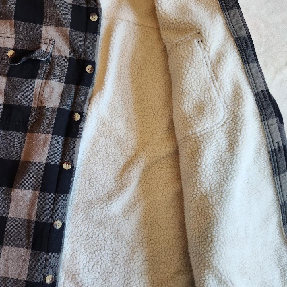 RedHead sherpa-lined flannel shacket plaid heavyweight cotton flannel exterior